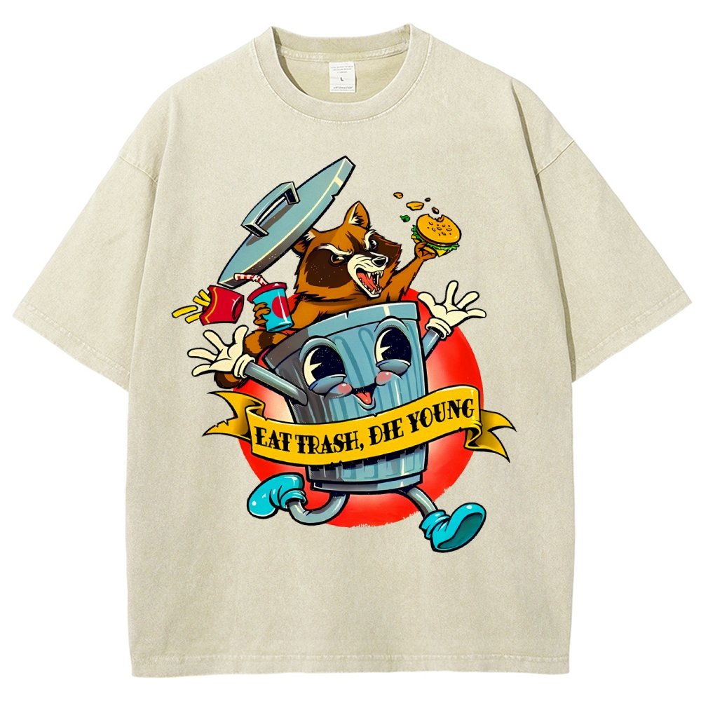 Eat trash die young vintage cartoon Classic Vintage Distressed T-shirt