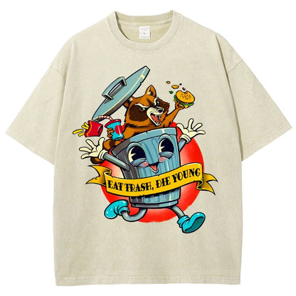 Eat trash die young vintage cartoon Classic Vintage Distressed T-shirt