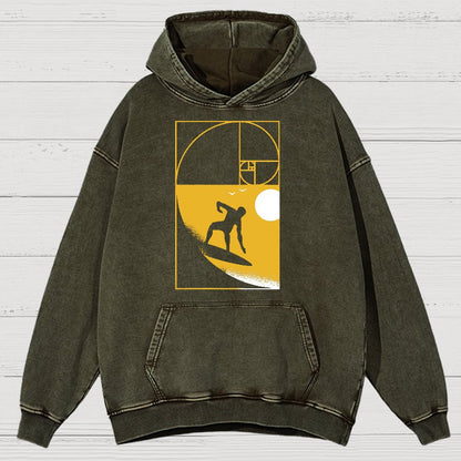 Golden Spiral Wave Geek Vintage Distressed Hoodie
