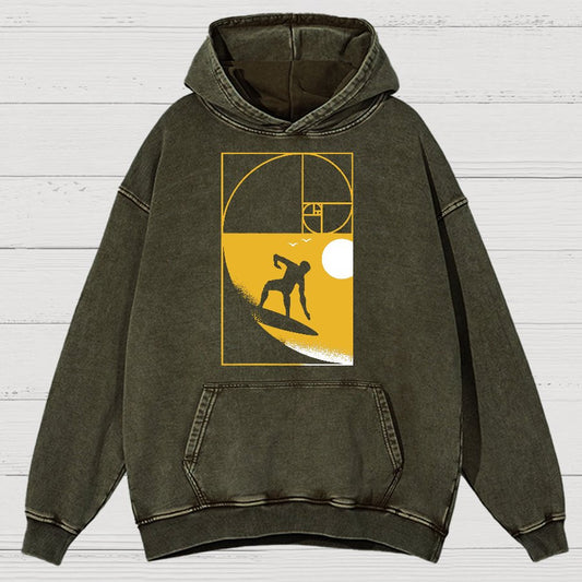 Golden Spiral Wave Geek Vintage Distressed Hoodie