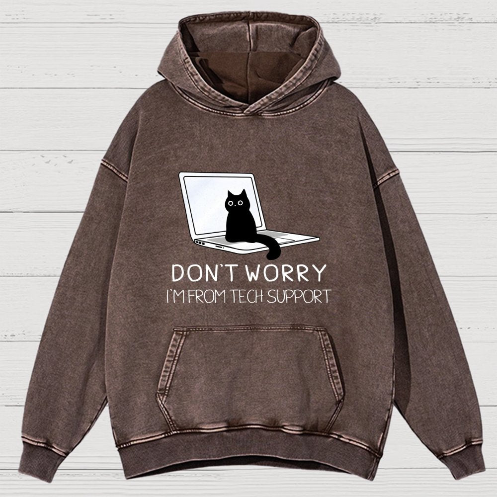 Funny Cat Tech Support  Vintage Distressed Hoodie