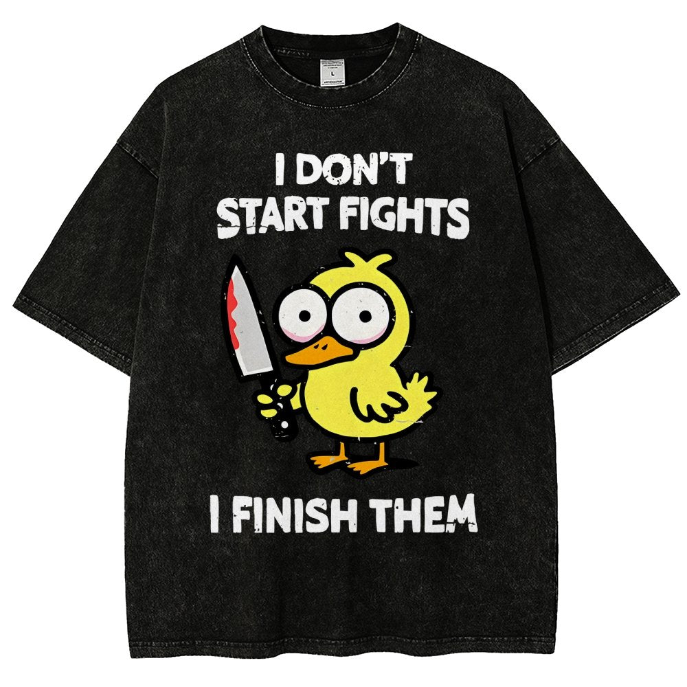 I Don't Start Fights Vintage Distressed T-shirt