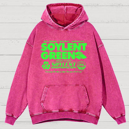 100% Organic Soylent Green Washed Vintage Distressed Hoodie