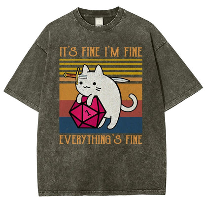Cat It's Fine I'm Fine Everything's Fine Vintage Distressed T-shirt