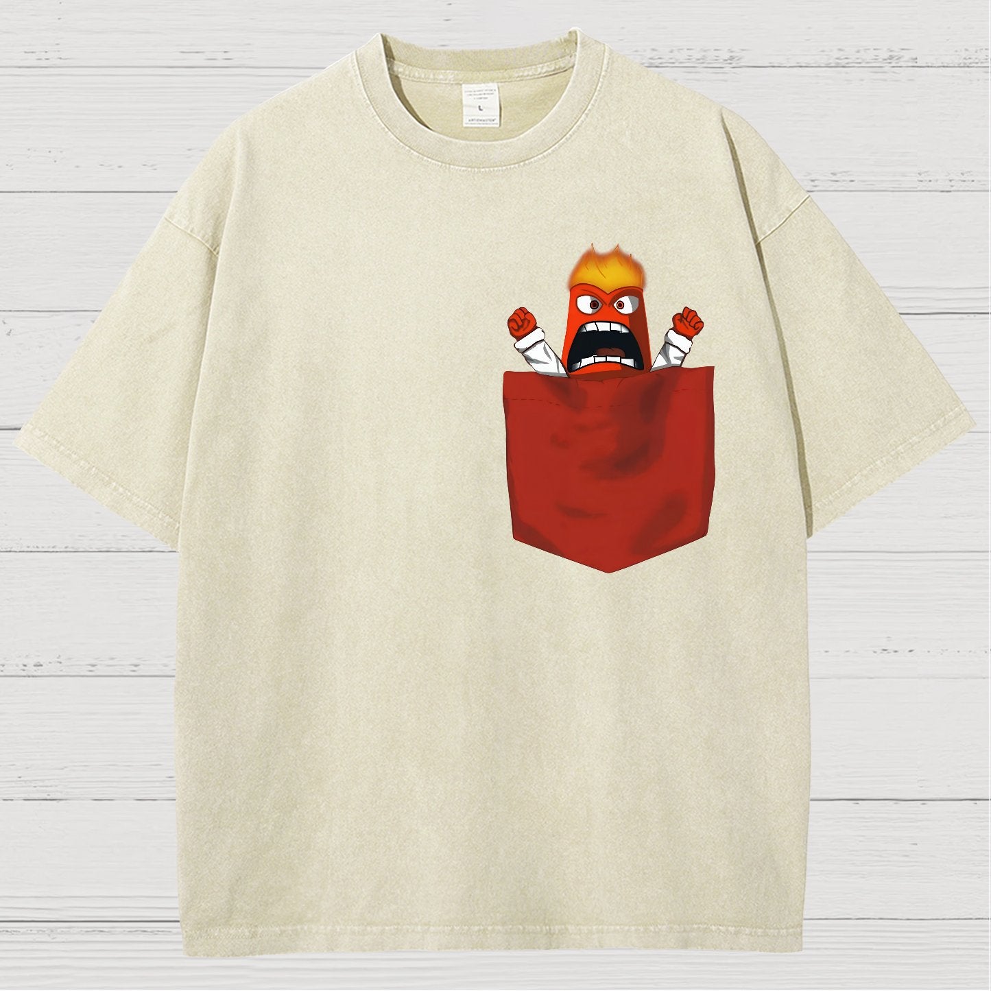 Angry Pocket Fire Monster Vintage Distressed T-shirt