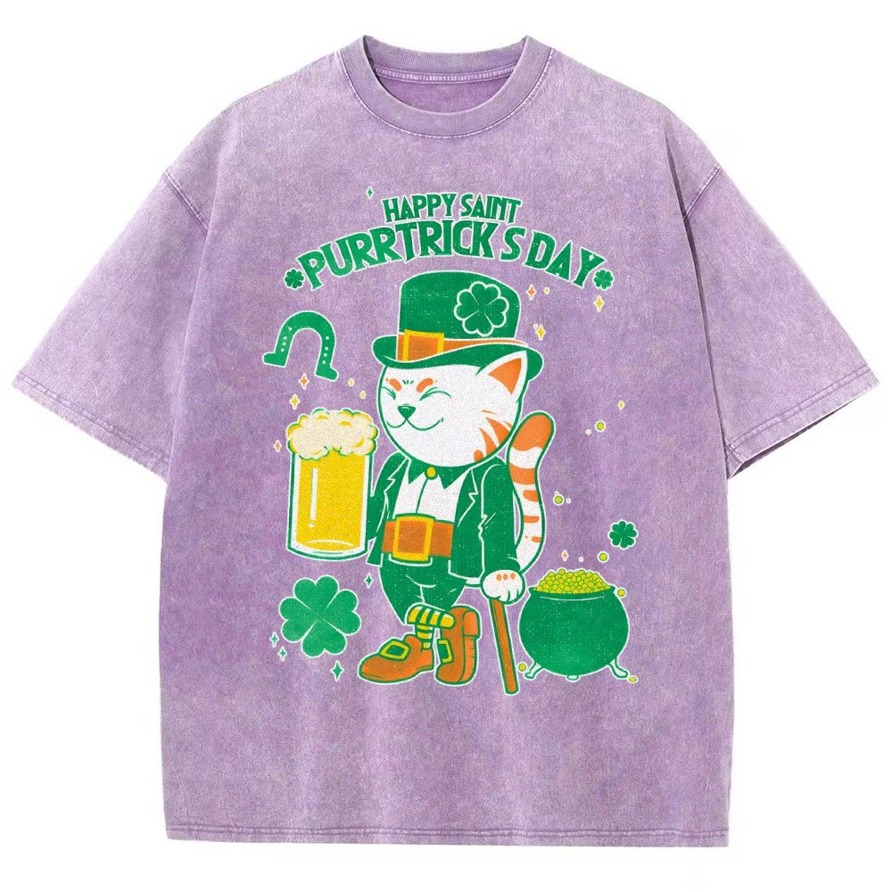 Cat St. Patrick's Day Vintage Distressed T-shirt