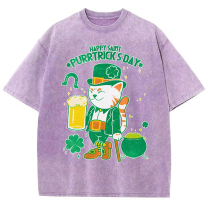 Cat St. Patrick's Day Vintage Distressed T-shirt