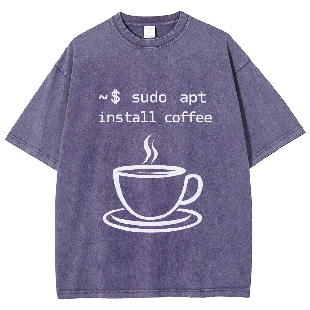 Sudo Apt-Get Install Coffee Vintage Distressed T-shirt