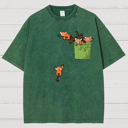 Pocket Red Panda Vintage Distressed T-shirt