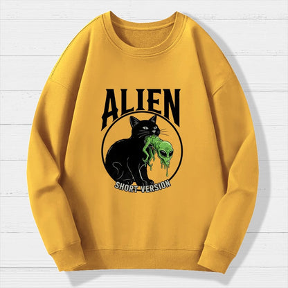 Black Cat Eating Alien Geek Cotton Sweatshirt