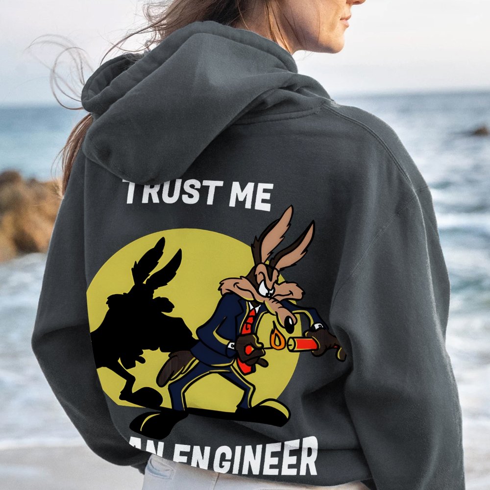 Trust Me I'm An Engineer Printed Back Cotton Hoodie