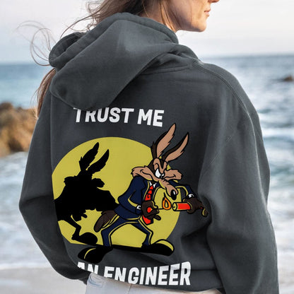 Trust Me I'm An Engineer Printed Back Cotton Hoodie