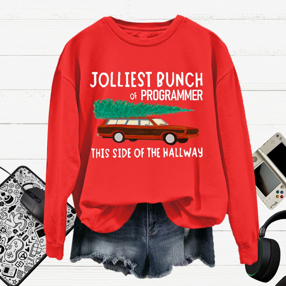 Jolliest Bunch Of Programmer Christmas Cotton Pullover Sweatshirt