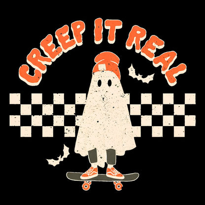 Creep it Real Vintage Ghost Halloween Washed Long Sleeve Tee