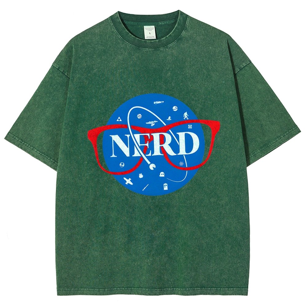 Nerdy Space Patch Vintage Distressed T-shirt