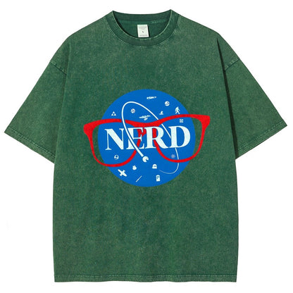 Nerdy Space Patch Vintage Distressed T-shirt