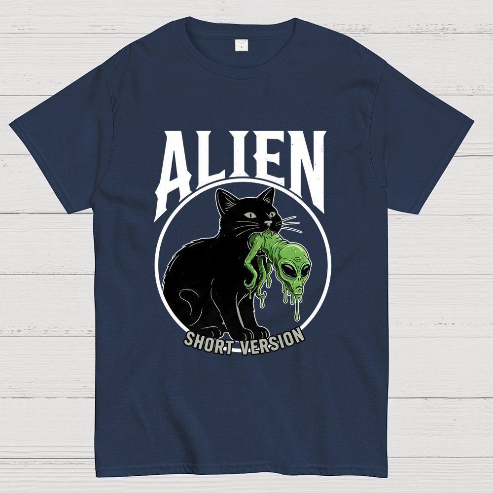 Black Cat Eating Alien Geek T-Shirt