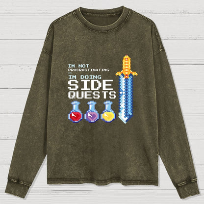 I'm Not Procrastinating I'm Doing Side Quests Washed Long Sleeve Tee
