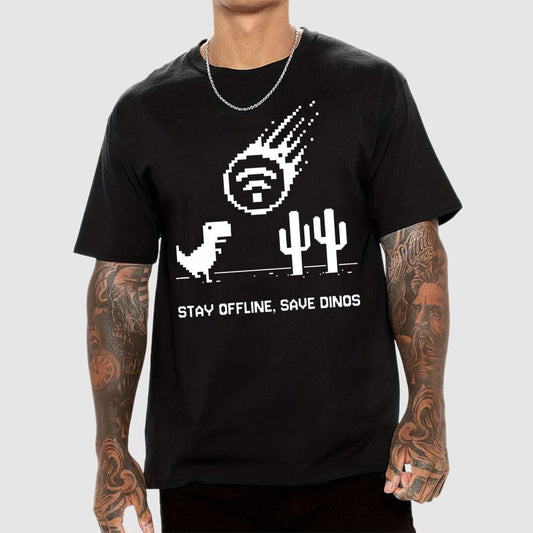Stay Offline, Save dinos Geek T-Shirt
