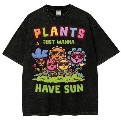 Plants Just Wanna Have Sun Vintage Distressed T-shirt