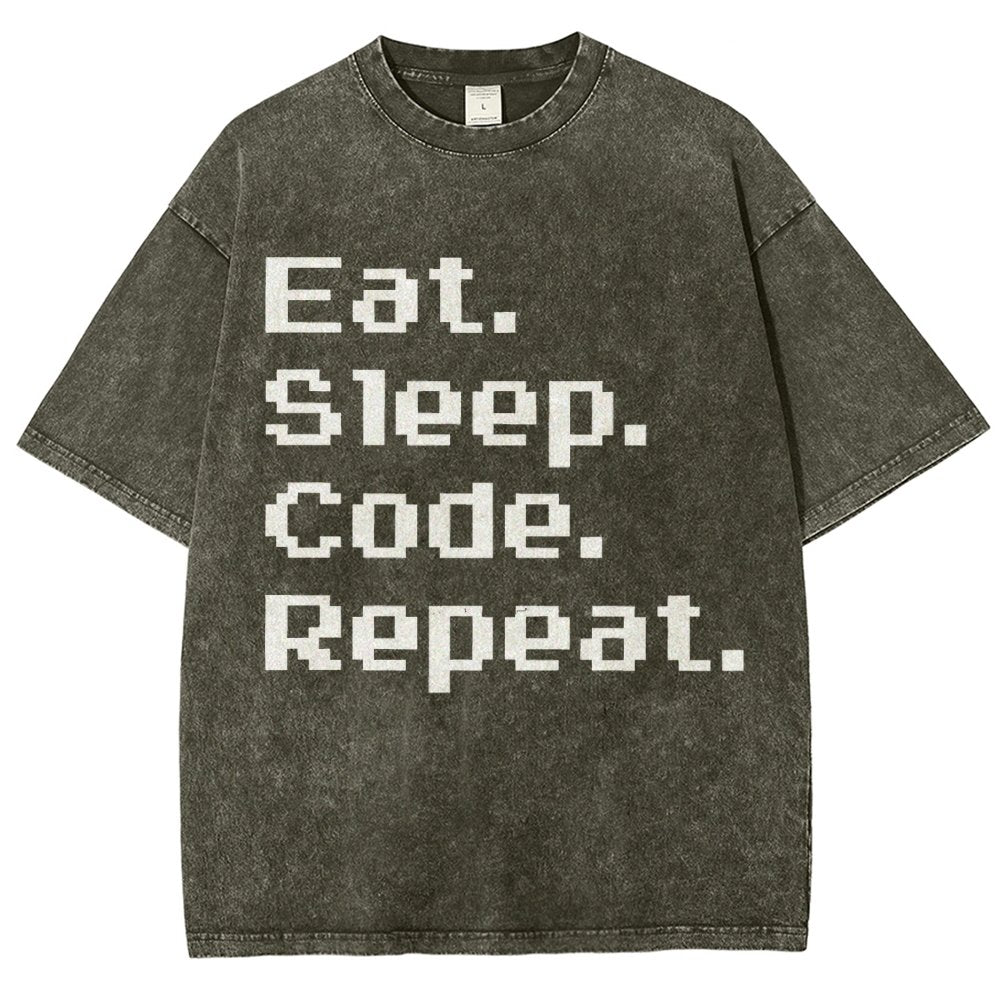 Eat Sleep Code Repeat Vintage Distressed T-shirt