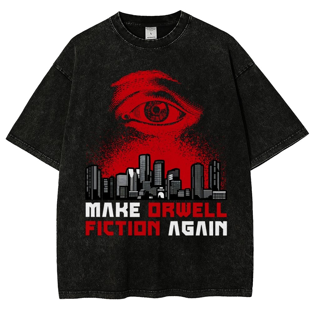 Damen Make Orwell Fiction Again Vintage Distressed T-shirt