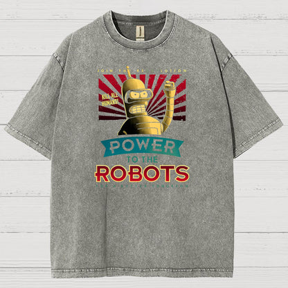 Power To The Robots Vintage Distressed T-shirt