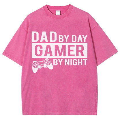 Dad By Day Gamer By Night Vintage Distressed T-shirt