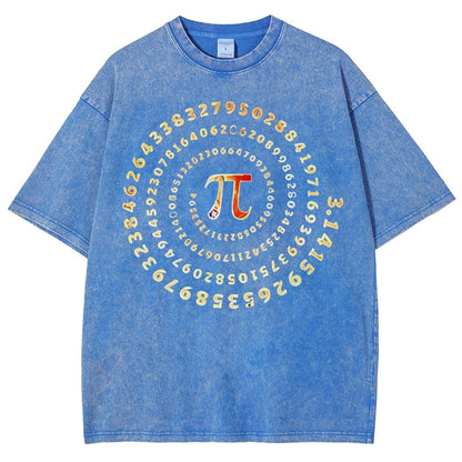 Pi Spiral Vintage Distressed T-shirt