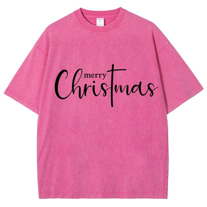 Merry Christmas .Christmas Cross Vintage Distressed T-shirt