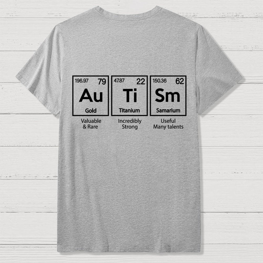 Autism Awareness Elements Periodic Back Printing Geek T-Shirt