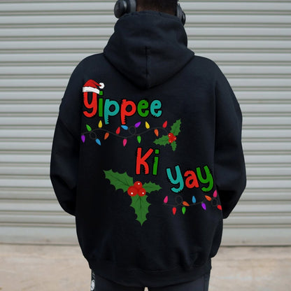 Yippee Ki Yay Christmas Printed Back Cotton Hoodie