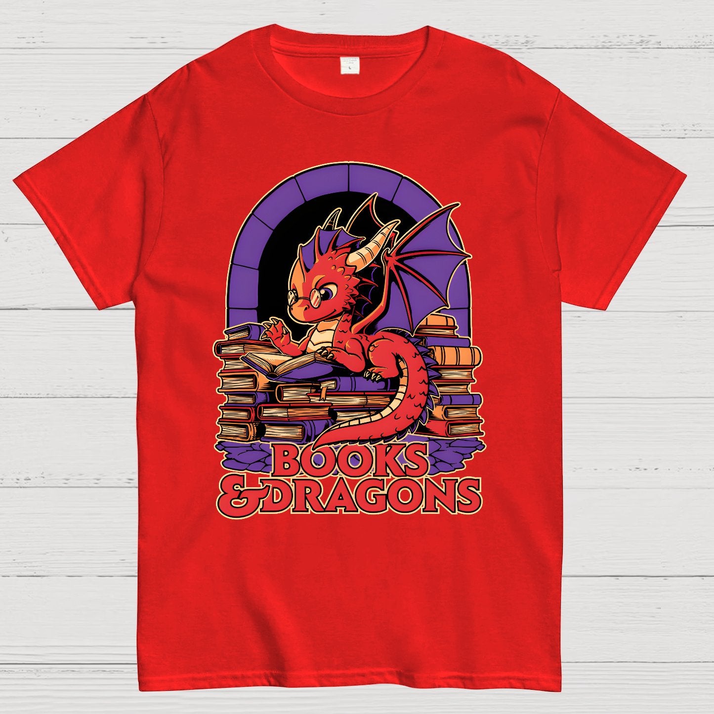 Books and Dragons Geek T-Shirt