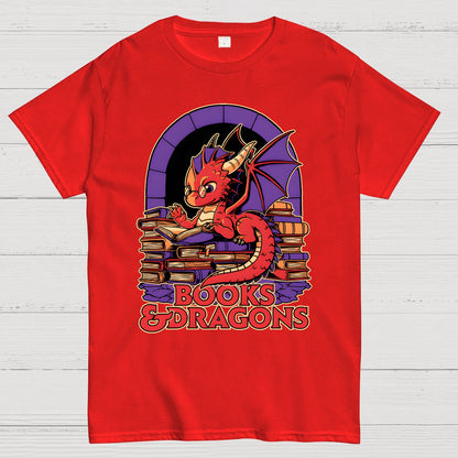 Books and Dragons Geek T-Shirt