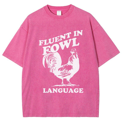 Chicken Turkey Fluent In Fowl Language Vintage Distressed T-shirt