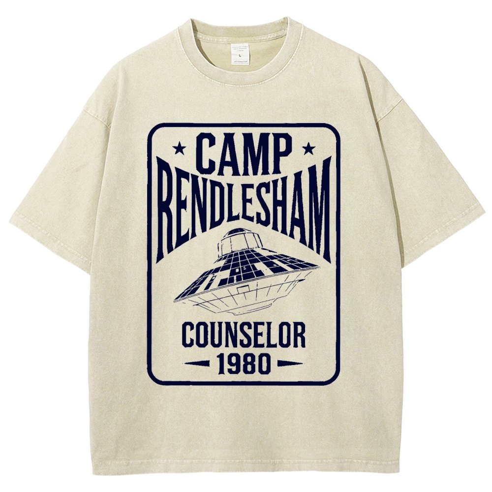 Camp Rendlesham Counselor 1980 UFO Vintage Distressed T-shirt