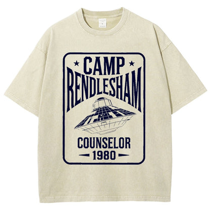 Camp Rendlesham Counselor 1980 UFO Vintage Distressed T-shirt