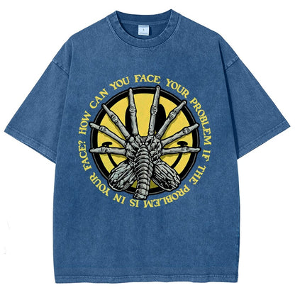 Face Problem Vintage Distressed T-shirt