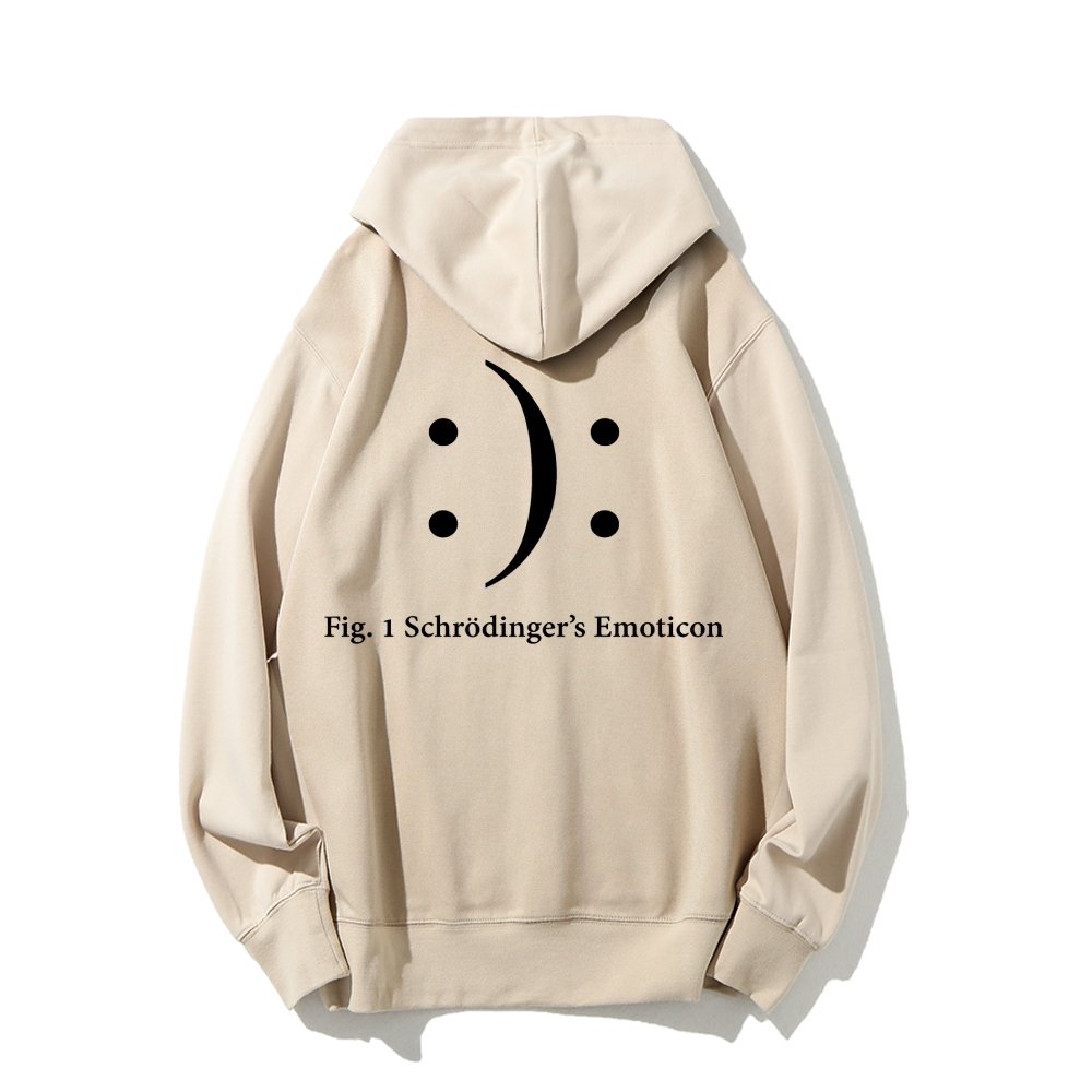 Schrodinger's Emoticon Printed Back Unisex Cotton Hoodie