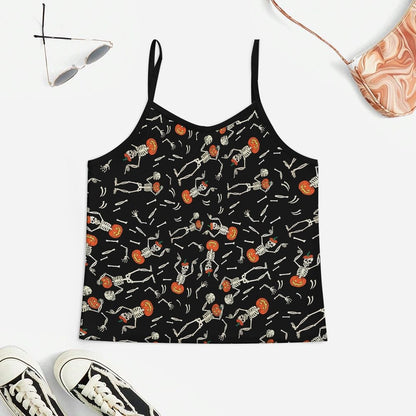 Pumpkin Skull Halloween Women's Geek Suspender Cami Set