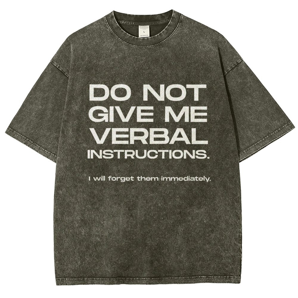 Funny ADHD Don’t Give Me Verbal Instructions Vintage Distressed T-shirt