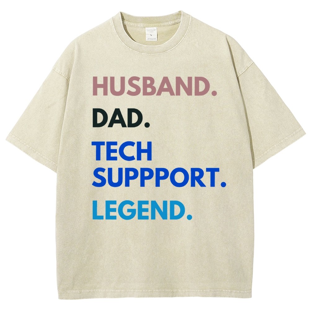 Husband Dad Tech Support Legend Funny It Father Essential Vintage Distressed T-shirt