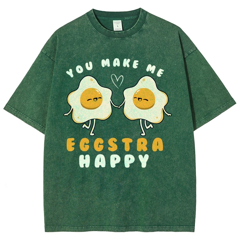 You Make Me Eggstra Happy Vintage Distressed T-shirt