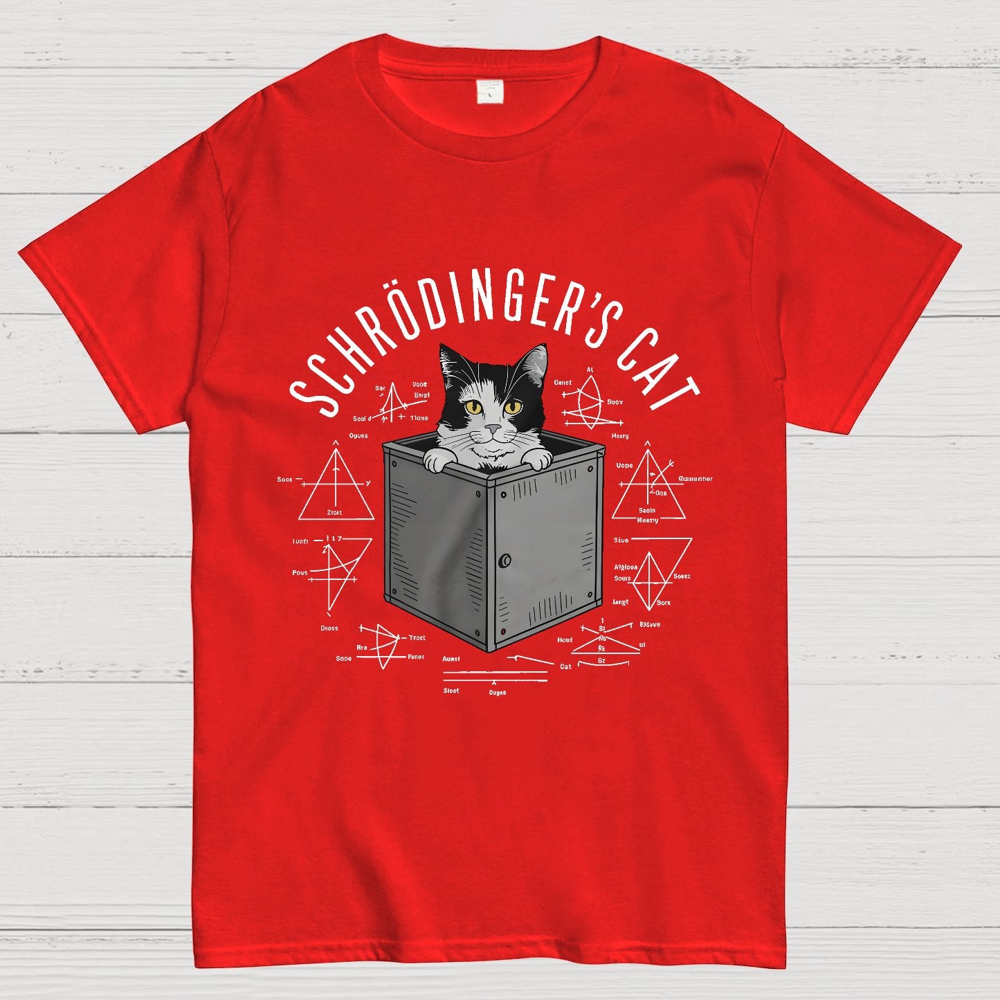 Schrodinger Cat In Box & Formulas Geeky T-Shirt