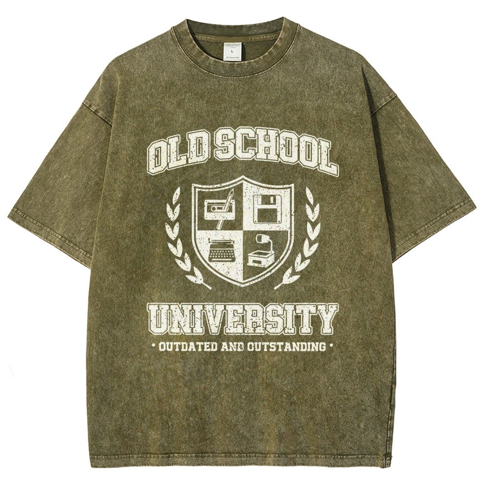 Old School University Vintage Distressed T-shirt