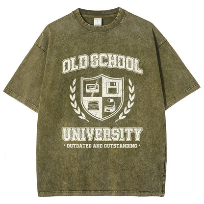 Old School University Vintage Distressed T-shirt