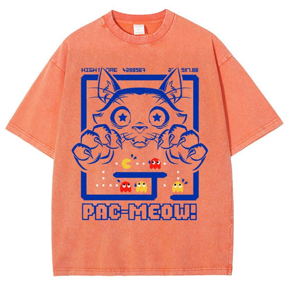 Vintage Game Cat Attack Pac Meow Vintage Distressed T-shirt