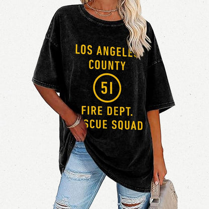 Emergency - Los Angeles County Fire Dept. Squad 51 Vintage Distressed T-shirt