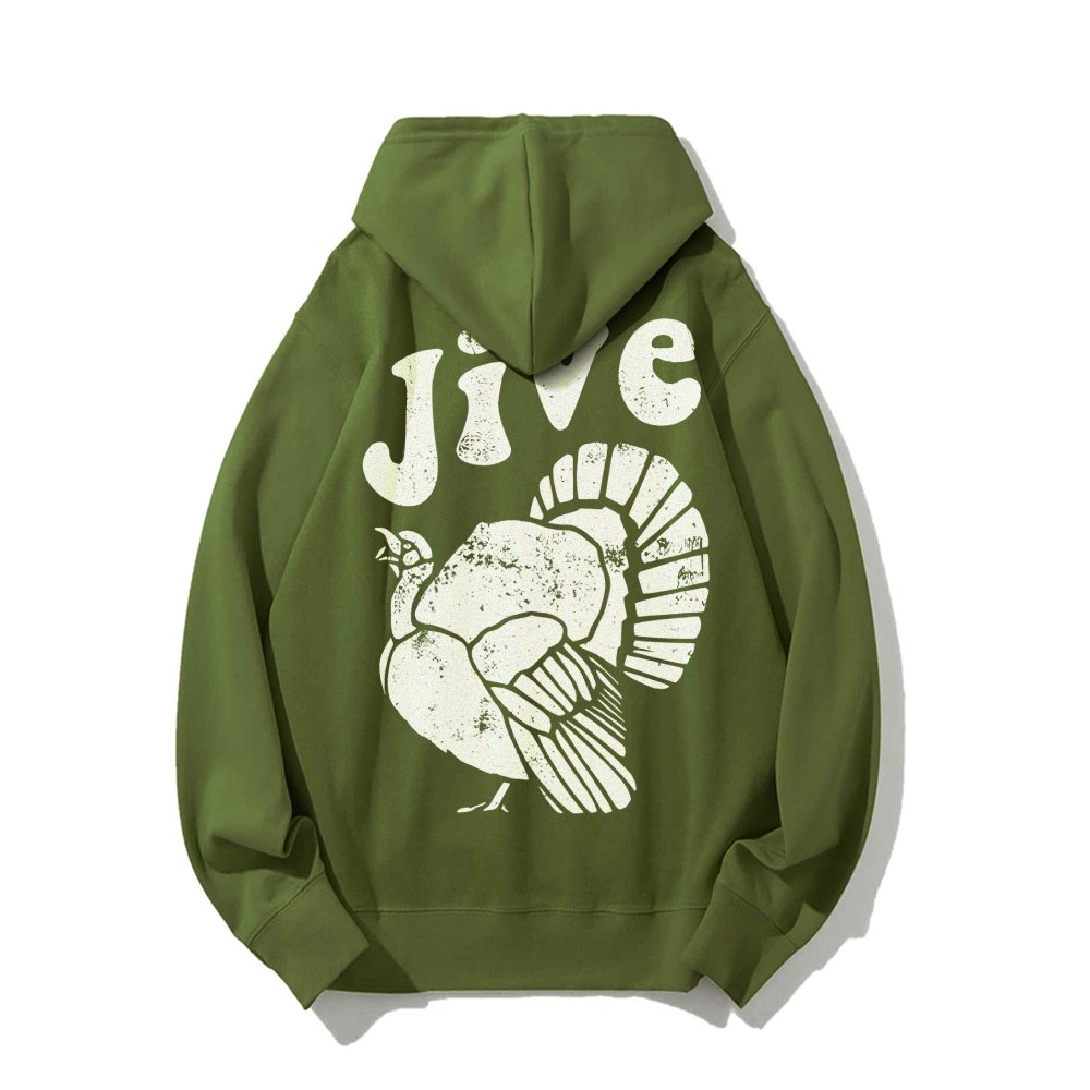 Jive Turkey Printed Back Unisex Cotton Hoodie