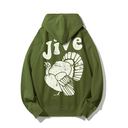 Jive Turkey Printed Back Unisex Cotton Hoodie